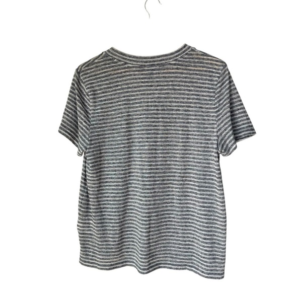 Ellen Tracy Gray and White Linen Blend Short Sleeve T-Shirt, V Neck, XL - Picture 4 of 7